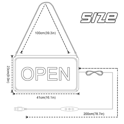 OPEN LED Store Signs – USB Powered | 16×9 inch | 5 Color Options | LED Window Hanging Light for  Store Entrances & Business Locations