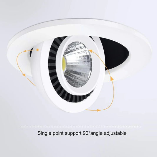 3W Adjustable Gimbal COB LED Downlight - 2700K–6000K - White Housing - TRIAC Dimmable - 100–130V / 200–240V AC - 4-Pack - Bright Task Lighting