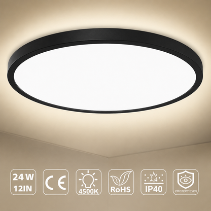 inSharepuls LED-Deckenleuchte, 5000 K Tageslichtweiß, 24 W (entspricht 240 W), 12 Zoll flache, moderne Deckenbeleuchtung, 3200 lm, Deckenlampe für Badezimmer, Veranda, Küche, Schlafzimmer, Wohnzimmer, Flur 