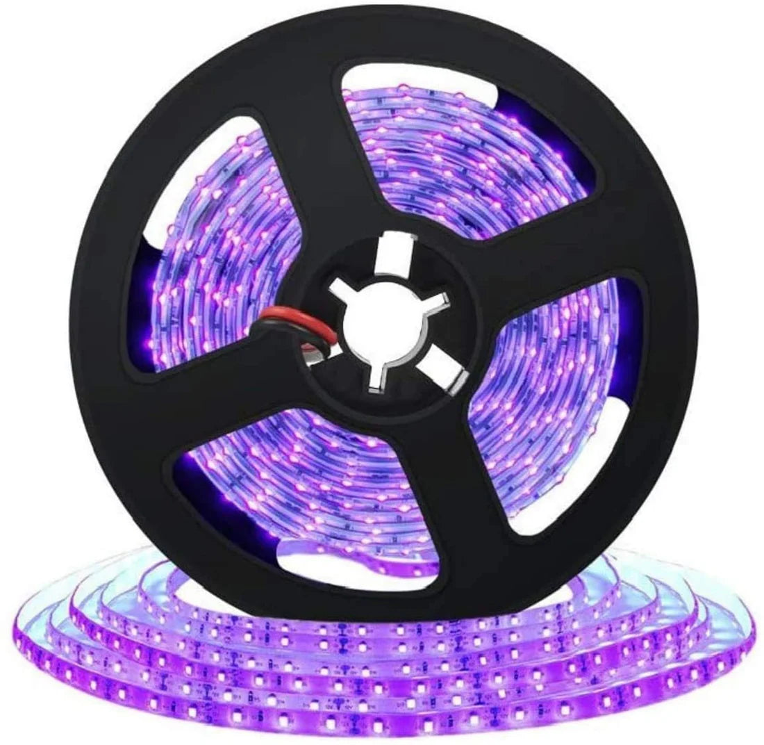 395–405nm 120 LEDs/m UV Blacklight LED Strip | SMD2835 / SMD5050 | DC12V | Non-Waterproof / IP65 Waterproof | Not Include Power Supply | For Blacklight, Party & Stage Lighting