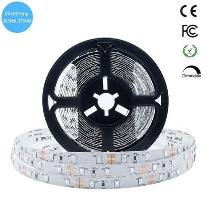 365–370nm 240 LEDs/m UV Blacklight LED Strip | SMD2835 | DC12V | Non-Waterproof / IP65 Waterproof/IP67 Waterproof | Not Include Power Supply | For Fluorescent Effects, Glow Decoration & Blacklight Applications