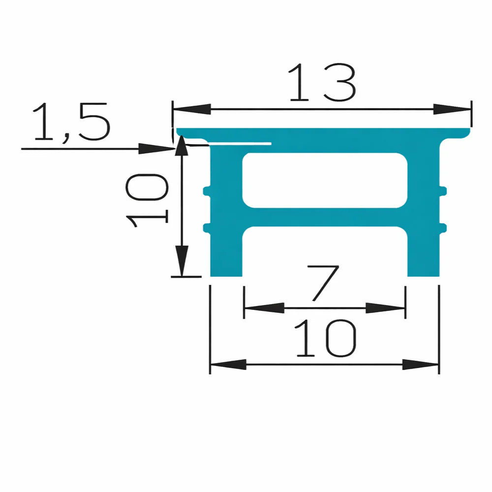 Q-TE Series 10×10mm Top Emitting LED Neon Tube Housing | S1010 Transparent Quick Install Silicone Neon Tube | Double-Chamber Diffuser | Max Strip Width ≤5mm | 16.4FT/5M | LED Sign Retail Lighting