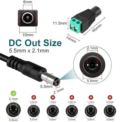 DC 24V Plug-in Power Adapter 72W, AC 100–240V to 24V - US Plug AC Power Supply for High Power LED Lighting and Home Applications, Black Case