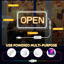 Laden Sie das Bild in den Galerie-Viewer, LightingWill LED Open Sign 16&quot;x9&quot; – Bright Neon Light with 5V COB Chip &amp; ON/OFF Switch, Plug-in Open Sign for Stores, Cafes, Bars, Hotels, and Windows