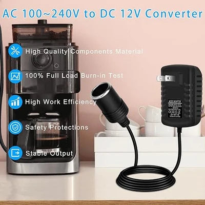 inShareplus 12 V 2,5 A 30 W AC-DC-Konverter, 12-Volt-Zigarettenanzünderadapter, 110 V auf 12 V Autoanzünderadapter auf Wandsteckdosenadapter, 12-V-Stromversorgung für Autogeräte (MP3, Ventilator, Dashcam) 