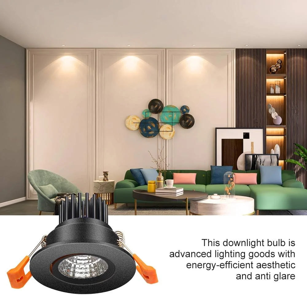 3W Adjustable COB LED Downlight - 2700K–6000K - White/Black/Gold/Silver Housing - TRIAC Dimmable - 100–130V / 200–240V AC - 4-Pack - Ambient & Accent Lighting