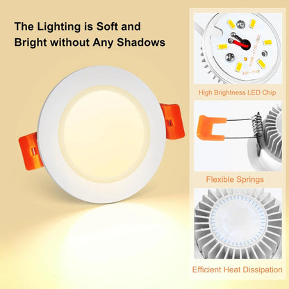 7W TRIAC Dimmable Downlight - 2700K–6000K - White/Black/Gold/Silver Finish - 100–130V / 200–240V AC - 4 Pack - Task & Everyday Lighting