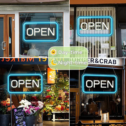 OPEN LED Store Signs – USB Powered | 16×9 inch | 5 Color Options | LED Window Hanging Light for  Store Entrances & Business Locations