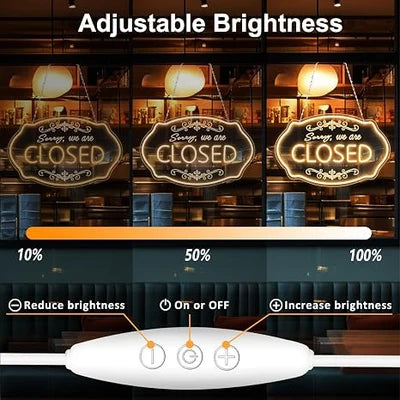 SORRY, WE ARE CLOSED LED Silicone LED Store Signs – 16.5×9 Inch (42×23 cm) Horizontal Style | 5V USB Powered Warm White Dimmable Light for  Store Entrances & Business Locations