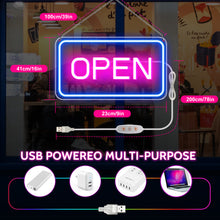 Laden Sie das Bild in den Galerie-Viewer, LightingWill Neon Open Sign Light – 16&quot;x9&quot; LED Open Sign with Adjustable Brightness, USB Powered 5V Electric Business Sign for Shops, Bars, Cafes, Hotels, Windows, and Outdoor Use