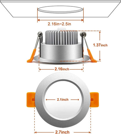 7W TRIAC Dimmable Downlight - 2700K–6000K - White/Black/Gold/Silver Finish - 100–130V / 200–240V AC - 4 Pack - Task & Everyday Lighting