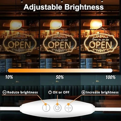 WE ARE OPEN COME IN LED Silicone LED Store Signs – 23.5×14 Inch & 16.5×10 Inch | 5V USB Powered Dimmable Light with Engraved Back Design for  Store Entrances & Business Locations