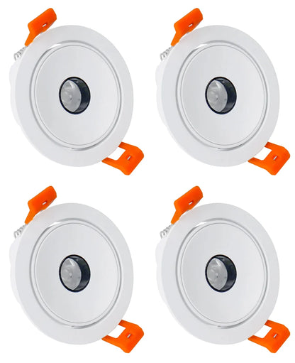 5W Narrow Beam COB LED Downlight - 2700K–6000K - White/Black Housing - TRIAC Dimmable - 100–130V / 200–240V AC - 4-Pack - Accent & Display Lighting