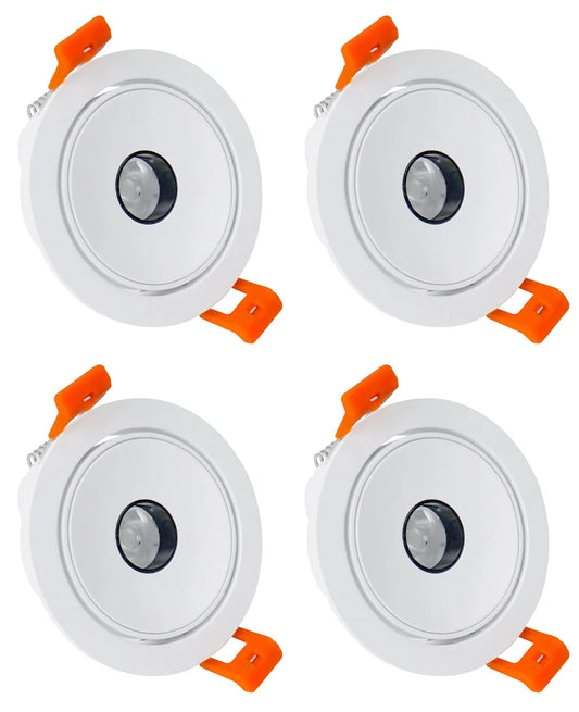 5W Narrow Beam COB LED Downlight - 2700K–6000K - White/Black Housing - TRIAC Dimmable - 100–130V / 200–240V AC - 4-Pack - Accent & Display Lighting