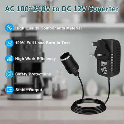 inShareplus 12 V 2,5 A 30 W AC-DC-Konverter, 12-Volt-Zigarettenanzünderadapter, 110 V auf 12 V Autoanzünderadapter auf Wandsteckdosenadapter, 12-V-Stromversorgung für Autogeräte (MP3, Ventilator, Dashcam) 