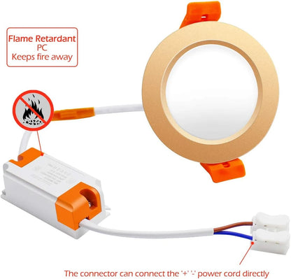 7W TRIAC Dimmable Downlight - 2700K–6000K - White/Black/Gold/Silver Finish - 100–130V / 200–240V AC - 4 Pack - Task & Everyday Lighting
