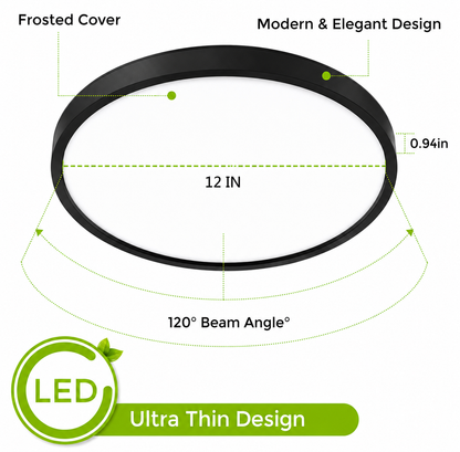 inSharepuls LED-Deckenleuchte, 5000 K Tageslichtweiß, 24 W (entspricht 240 W), 12 Zoll flache, moderne Deckenbeleuchtung, 3200 lm, Deckenlampe für Badezimmer, Veranda, Küche, Schlafzimmer, Wohnzimmer, Flur 