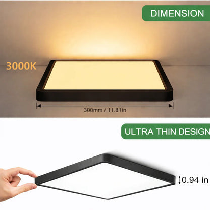 inShareplus 12 Zoll quadratische LED-Deckenleuchte, 3200 lm, 24 W, 5000 K Tageslicht, superhelle Deckenleuchten, weiße LED-Lampe zur Unterputzmontage, Einbauleuchten für Küche, Bad, Schlafzimmer, Flur, Büro, Garage 