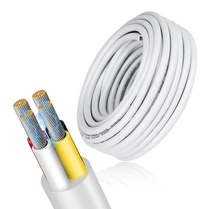 14 AWG PVC Insulated Copper Wire, 2–8 Conductor Stranded Tinned Copper Industrial Electrical Cable – White Flexible Control Cable for Electrical Wiring Systems, Signal Transmission & Bulk Industrial Supply – 5/10/20/50m Options