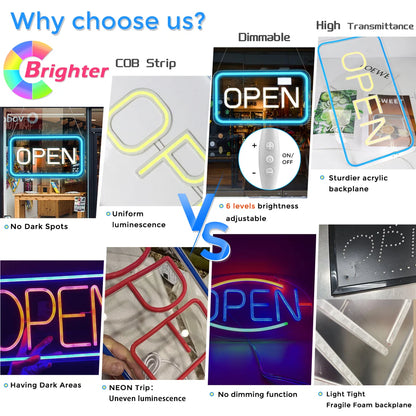 OPEN LED Store Signs – USB Powered | 16×9 inch | 5 Color Options | LED Window Hanging Light for  Store Entrances & Business Locations