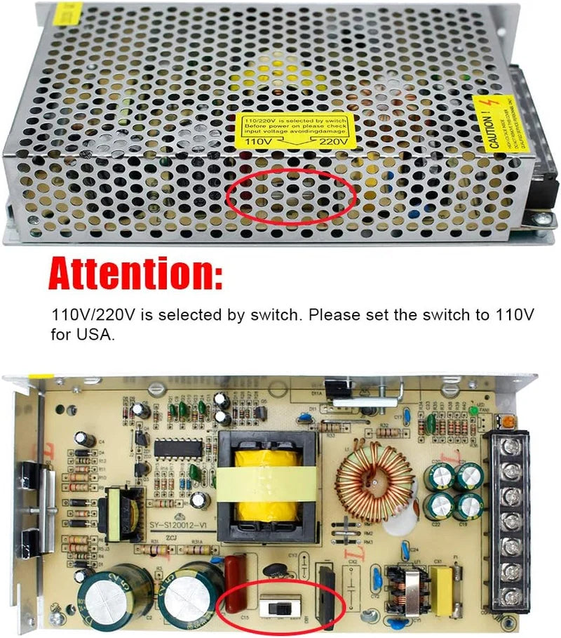 DC 24V LED Switching Power Supplies 350W–600W, AC 110/220V Input, High Power LED Driver Transformer, Cooling Fan Metal Case, CE/FCC/RoHS Certified