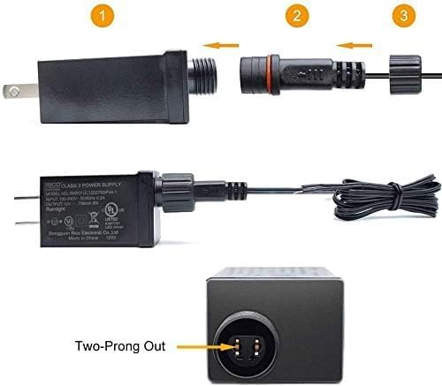 2.7W IP44 Class 2 Plug-in Power Adapter, AC 100–240V to DC 4.5V Adapter Transformer - Waterproof Power Supply for Outdoor String Lights, Holiday Decorations and Decorative Lighting