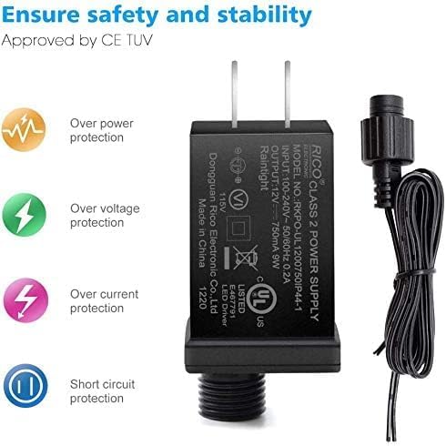 2.7W IP44 Class 2 Plug-in Power Adapter, AC 100–240V to DC 4.5V Adapter Transformer - Waterproof Power Supply for Outdoor String Lights, Holiday Decorations and Decorative Lighting