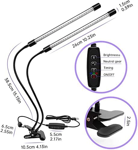 inShareplus LED UV Lamp Dual Head, 20W Light with Clip, Glow in The Dark, 395nm-405nm Black Light for Party, Stage, Paint, Collection, Cure 3D Printer Resin [Energy Class F]