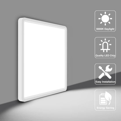 inShareplus 12 Zoll quadratische LED-Deckenleuchte, 3200 lm, 24 W, 5000 K Tageslicht, superhelle Deckenleuchten, weiße LED-Lampe zur Unterputzmontage, Einbauleuchten für Küche, Bad, Schlafzimmer, Flur, Büro, Garage 