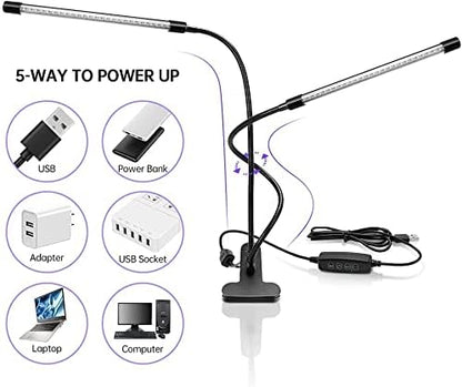 inShareplus LED UV Lamp Dual Head, 20W Light with Clip, Glow in The Dark, 395nm-405nm Black Light for Party, Stage, Paint, Collection, Cure 3D Printer Resin [Energy Class F]