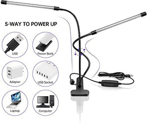 inShareplus LED UV Lamp Dual Head, 20W Light with Clip, Glow in The Dark, 395nm-405nm Black Light for Party, Stage, Paint, Collection, Cure 3D Printer Resin [Energy Class F]