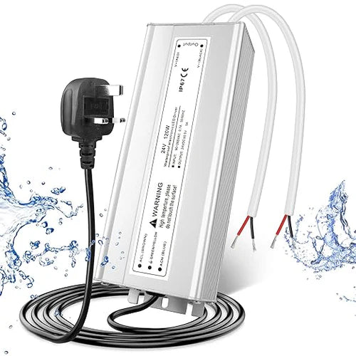 24V Outdoor Waterproof LED Power Supply 120W–300W, 90–265V Input, Single/Dual Wire Output, Aluminum Housing, Landscape & Outdoor Lighting, CE/RoHS/FCC Certified, Waterproof Transformer for Outdoor Lighting, US/UK/EU Plug