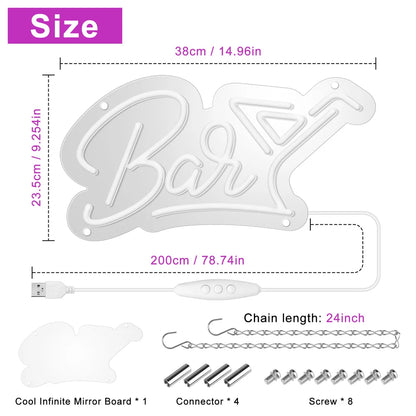 16.5×9 Inch / 15 × 9.3 Inch Neon Wall Decor – USB Powered Hanging Neon Sign | Cold Beer & Bar Design Options with Purple White / Pink Ice Blue Glow | Bar, Pub, Lounge & Hospitality Decor