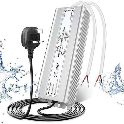 24V Outdoor Waterproof LED Power Supply 120W–300W, 90–265V Input, Single/Dual Wire Output, Aluminum Housing, Landscape & Outdoor Lighting, CE/RoHS/FCC Certified, Waterproof Transformer for Outdoor Lighting, US/UK/EU Plug