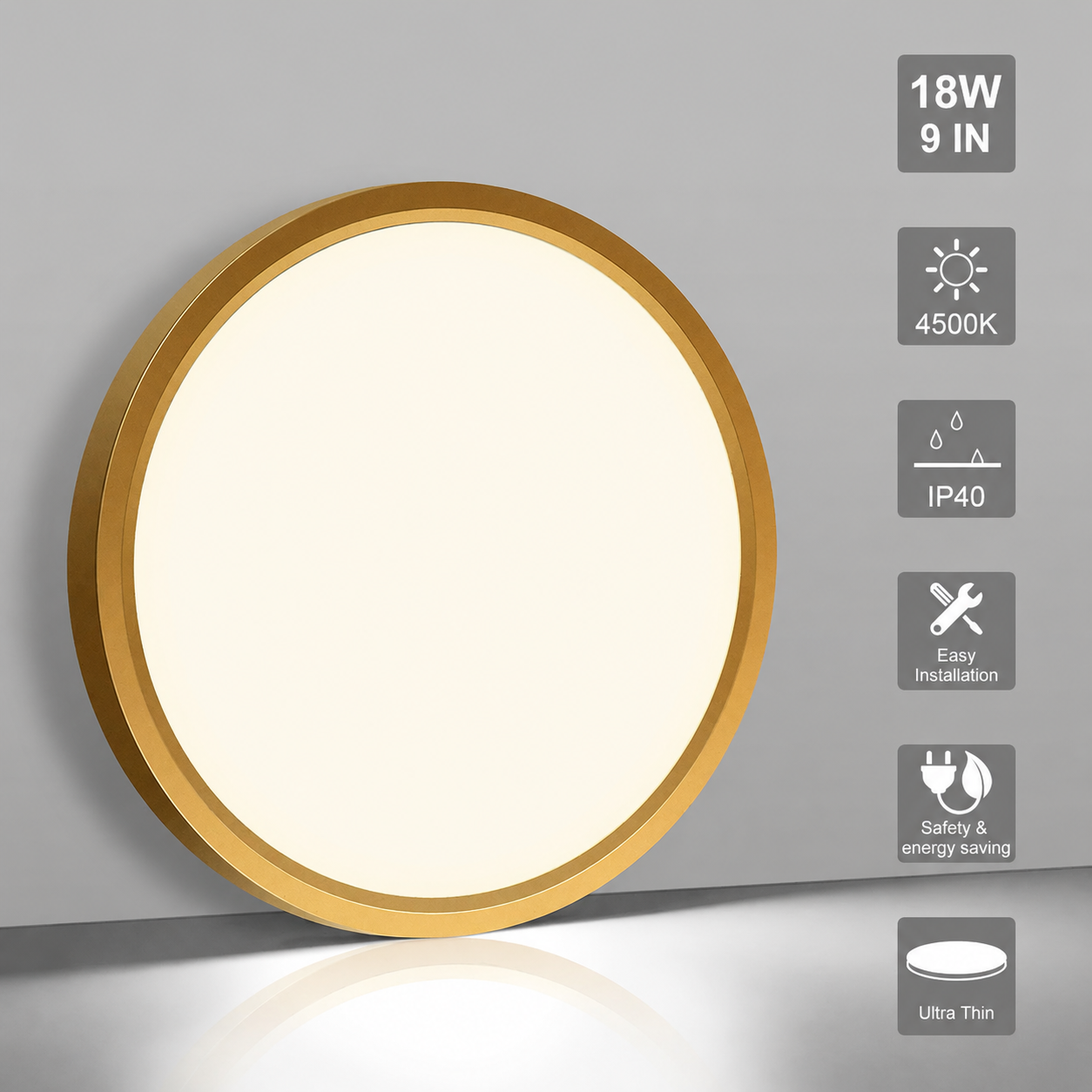 inSharepuls LED-Deckenleuchte, 5000 K Tageslichtweiß, 24 W (entspricht 240 W), 12 Zoll flache, moderne Deckenbeleuchtung, 3200 lm, Deckenlampe für Badezimmer, Veranda, Küche, Schlafzimmer, Wohnzimmer, Flur 