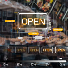 Laden Sie das Bild in den Galerie-Viewer, LightingWill LED Open Sign 16&quot;x9&quot; – Bright Neon Light with 5V COB Chip &amp; ON/OFF Switch, Plug-in Open Sign for Stores, Cafes, Bars, Hotels, and Windows
