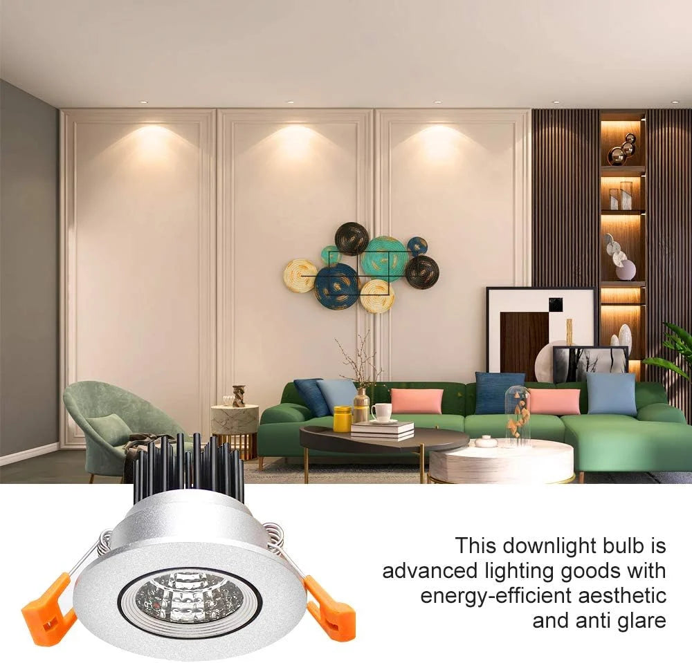 3W Adjustable COB LED Downlight - 2700K–6000K - White/Black/Gold/Silver Housing - TRIAC Dimmable - 100–130V / 200–240V AC - 4-Pack - Ambient & Accent Lighting