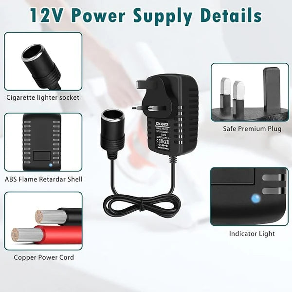 inShareplus 12 V 2,5 A 30 W AC-DC-Konverter, 12-Volt-Zigarettenanzünderadapter, 110 V auf 12 V Autoanzünderadapter auf Wandsteckdosenadapter, 12-V-Stromversorgung für Autogeräte (MP3, Ventilator, Dashcam) 