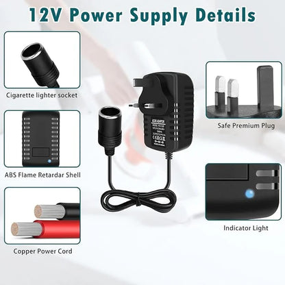 inShareplus 12 V 2,5 A 30 W AC-DC-Konverter, 12-Volt-Zigarettenanzünderadapter, 110 V auf 12 V Autoanzünderadapter auf Wandsteckdosenadapter, 12-V-Stromversorgung für Autogeräte (MP3, Ventilator, Dashcam) 