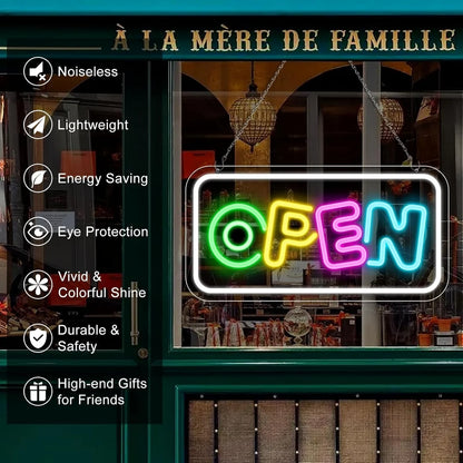 OPEN LED Store Signs – 16.2×9.1 Inch Silicone Neon Light | USB Powered 5V Dimmable Multicolor Glow | Horizontal & Vertical Style for  Store Entrances & Business Locations