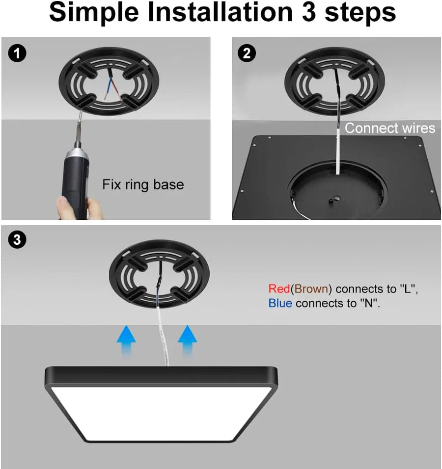 AC 110–130V | 9 Inch 18W Square Slim Flush Mount Ceiling Lights – White / Black | 3000K / 4500K / 5000K / 6500K | Flush Mount Ceiling Light for Apartment & Commercial Spaces – Local Stock (US)