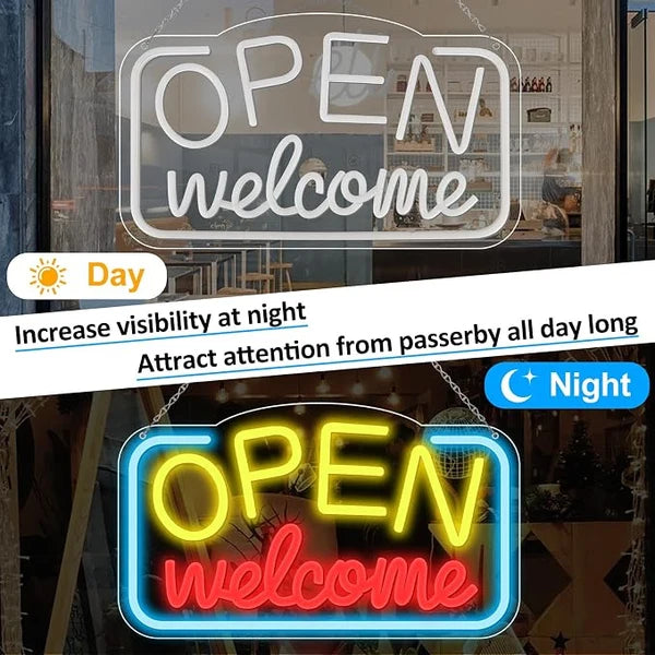 OPEN Welcome Silicone LED Store Signs – USB Powered | 16.9×9.4 inch | LED Light for  Store Entrances & Business Locations | 2 Color Options