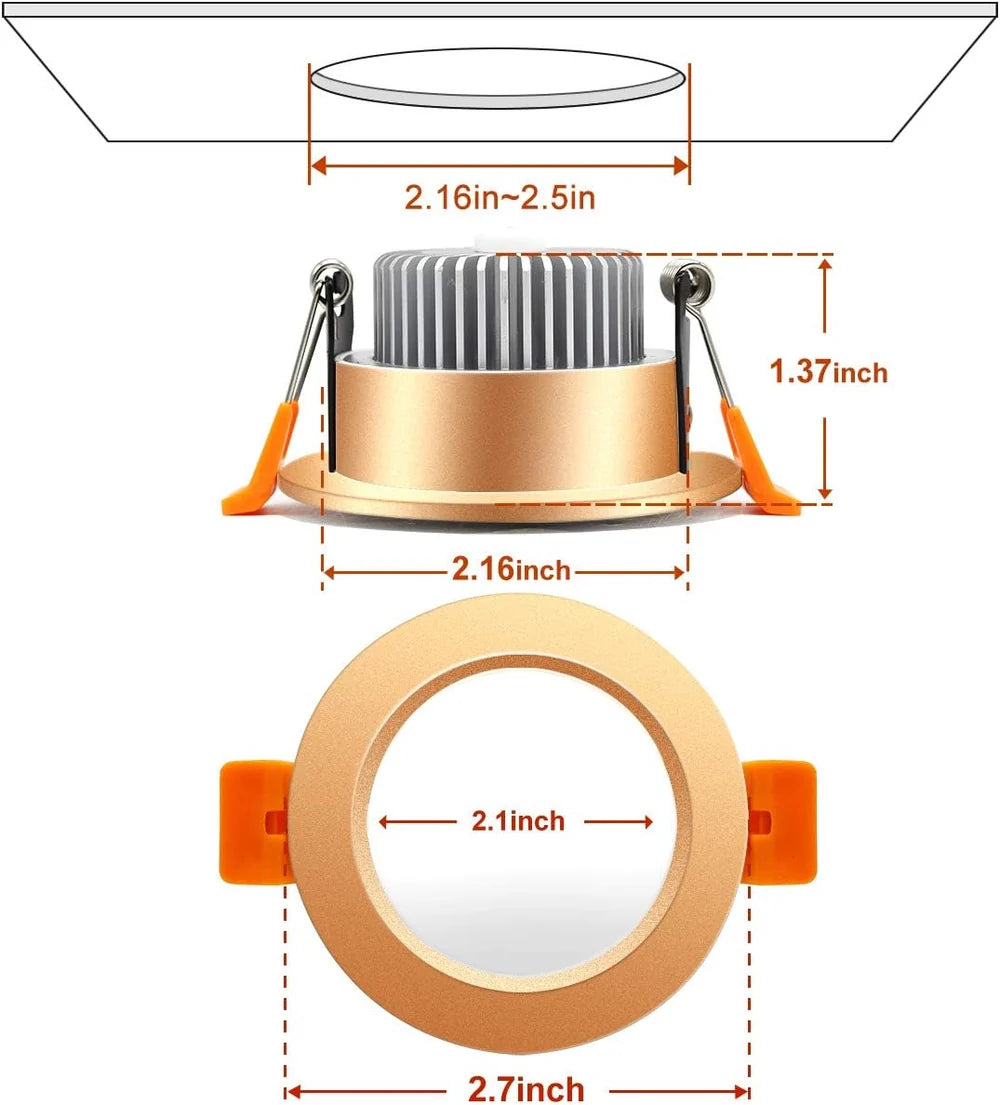 7W TRIAC Dimmable Downlight - 2700K–6000K - White/Black/Gold/Silver Finish - 100–130V / 200–240V AC - 4 Pack - Task & Everyday Lighting