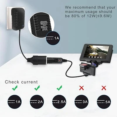 inShareplus 12 V 2,5 A 30 W AC-DC-Konverter, 12-Volt-Zigarettenanzünderadapter, 110 V auf 12 V Autoanzünderadapter auf Wandsteckdosenadapter, 12-V-Stromversorgung für Autogeräte (MP3, Ventilator, Dashcam) 