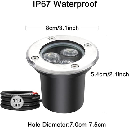 inShareplus 3W LED in Ground Lights, Well Light, Outdoor Landscape Lights, Pathway Lights, Warm White, Waterproof IP67 DC 12V 24V Low Voltage Outdoor Spotlights for Driveway, Deck, Step, Garden Lights (6 Pack) [Energy Class G]
