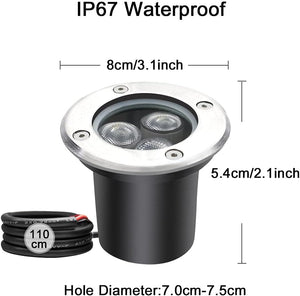 inShareplus 3W LED in Ground Lights, Well Light, Outdoor Landscape Lights, Pathway Lights, Warm White, Waterproof IP67 DC 12V 24V Low Voltage Outdoor Spotlights for Driveway, Deck, Step, Garden Lights (6 Pack) [Energy Class G]