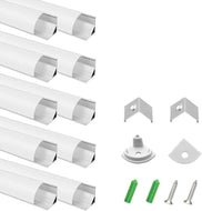 inShareplus 10 Pack, 3.3ft/1 Meter, Silver, LED Aluminum Channel System V Shape with Milk White Cover, End Caps and Mounting Clips, Aluminum Profile for LED Strip Light Installations [Energy Class F]