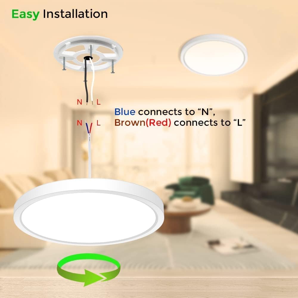 inShareplus 9inch LED Flush Mount Ceiling Light Fixture, 18W [180W Equiv] Warm White 2800K Ceiling Lights Fixture, 1800LM White Ceiling Lamp for Bedroom, Living Room, Kitchen, Office, Hallway [Energy Class F]
