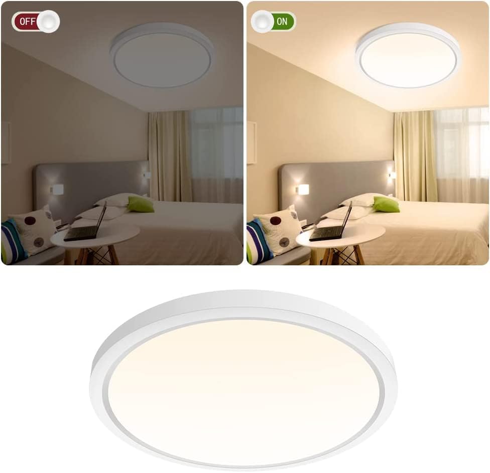 inShareplus 9inch LED Flush Mount Ceiling Light Fixture, 18W [180W Equiv] Warm White 2800K Ceiling Lights Fixture, 1800LM White Ceiling Lamp for Bedroom, Living Room, Kitchen, Office, Hallway [Energy Class F]