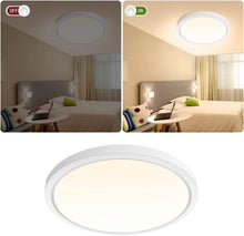 Load image into Gallery viewer, inShareplus 9inch LED Flush Mount Ceiling Light Fixture, 18W [180W Equiv] Warm White 2800K Ceiling Lights Fixture, 1800LM White Ceiling Lamp for Bedroom, Living Room, Kitchen, Office, Hallway [Energy Class F]